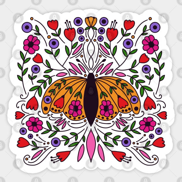 Bright Butterfly and Flowers Sticker by StephersMc